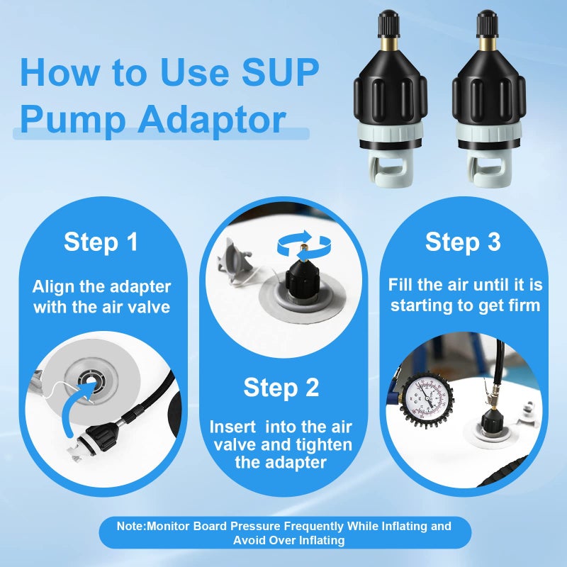 karmiero 2Pcs Inflatable Boat SUP Pump Adapter  Premium Conventional Air Adapter  Sturdy SUP Air Adapter Quickly Inflation and Strong Sealing SUP Pump Adapter  for Inflatable Boat  Paddleboard and Kayak. - Image 4